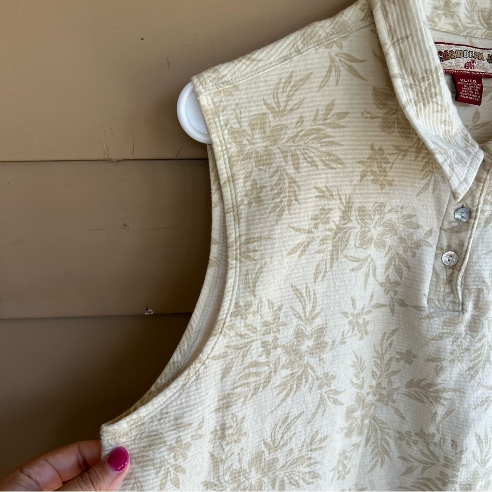 Caribbean Joe Hawaiian Tank Top - Size XL - Neutral Vacation Resortwear - Picture 3 of 4